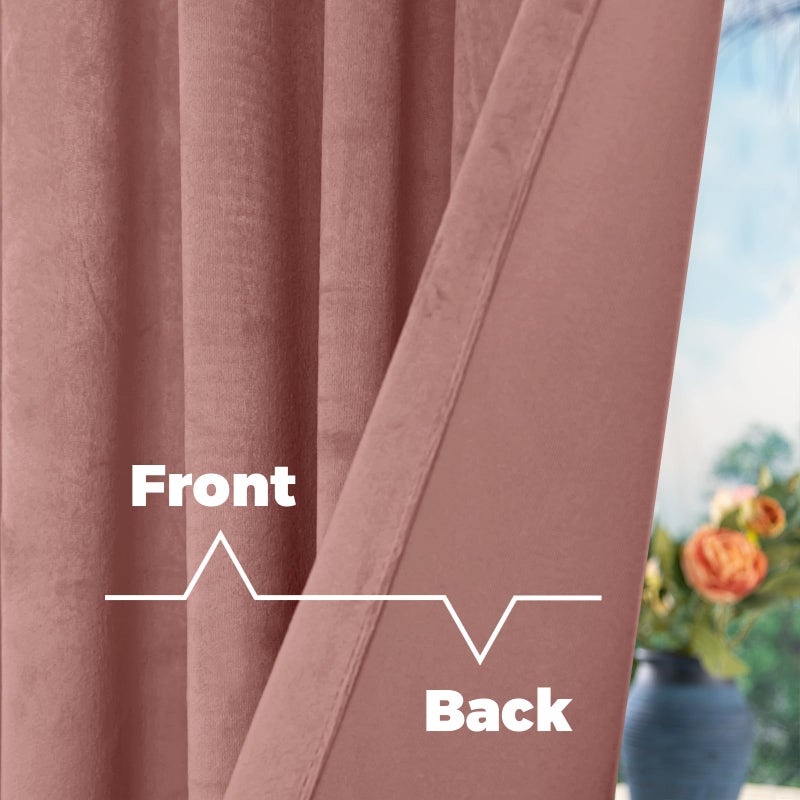 BGment Dusty Rose Pink Velvet Curtains 84 Inch for Bedroom, Thick Thermal Insulated Room Darkening Curtains Noise Reduce Back Tab and Rod Pocket Window Panels for Living Room, 2 Panels, 52 x 84 Inch - Image 4