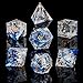 ARUOHHA Blue DND Resin Dice Set 7PCS Translucent Handmade RPG Polyhedral Sharp Edge Dice Set with Gift Box Glitter Inclusions D and D Dice D20 D12 D10 D8 D6 D4 - Image 4