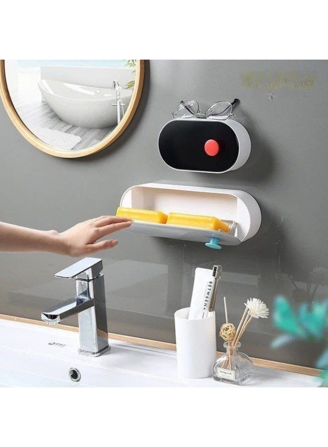 صبانه بلاستيك صبانه بغطاء محكم الغلق ومقبض  لاصق دبل فيس حجم صغير - Image 3