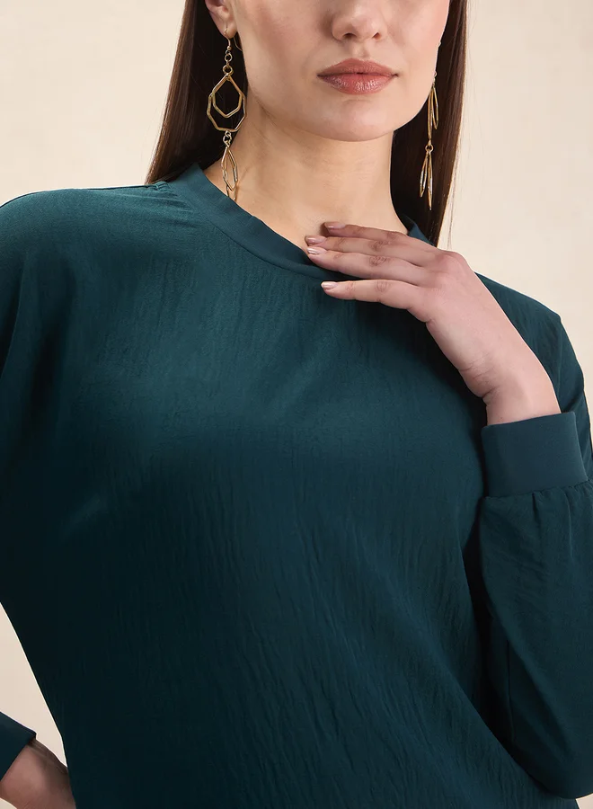 Femmella Solid Round Neck Top and Trouser Co-Ords