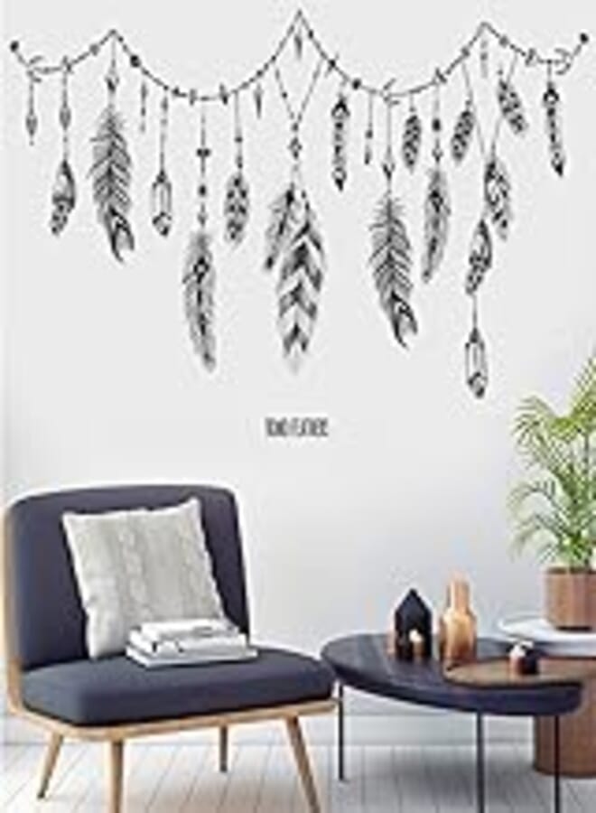 DIY Removable Small Fresh Feather Romantic Art Mural Vinyl Waterproof Wall Stickers Kids Room Study Room Company Decor Nursery Decal Sticker Wallpaper