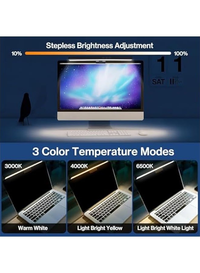 TRASSLE Monitor Light Bar, Computer Monitor Lamp Dimmable Screen Light Bar With Eye-Care Adjustable Brightness & 3 Color Temperature, USB Powered Screenbar for Desk Home Office Game  - Image 2