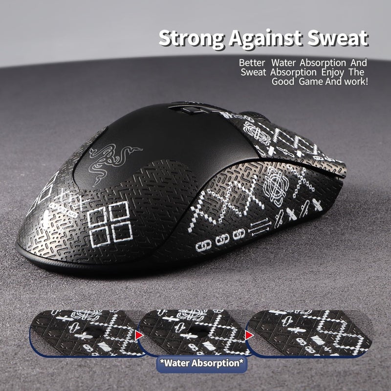 immoenuc Anti-Slip Mouse Grip Tape for Razer Deathadder V2 & V2 Pro - Pre-Cut Sweatproof Stickers with Enhanced Grip, No Residue Adhesive for Gaming Mouse Accessories​ (Printing Pattern) - Image 4