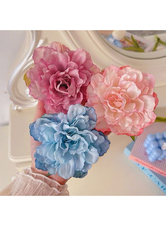 3 Pcs Hawaiian Flower Hair Clips, Rose Hair Clips Hair Barrettes, Hair Accessories for Vacation Beach Party (Colorful) - Image 1