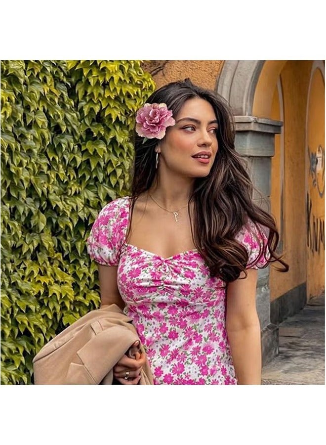 3 Pcs Hawaiian Flower Hair Clips, Rose Hair Clips Hair Barrettes, Hair Accessories for Vacation Beach Party (Colorful) - Image 3