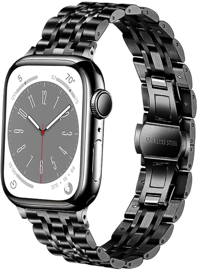 DEALELE - DEALELE Strap Compatible with iWatch 38mm 42mm 40mm 44mm 41mm 45mm 49mm, 7-Rows Stainless Steel Metal Replacement Bands for Apple Watch Series 8/7 / 6/5 / 4/3 / SE/Ultra Women Men - Image 1