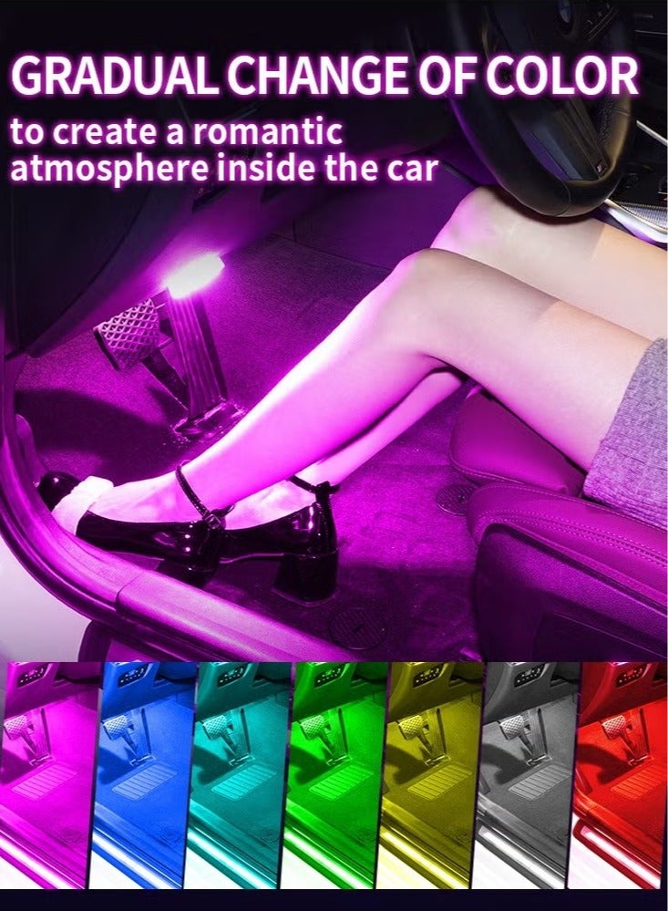 أوشن قطعتان من المصابيح اللاسلكية لأضواء السيارة الداخلية وأضواء السيارة الداخلية القابلة لإعادة الشحن أطقم الضوء المميزة لنيون السيارة تركيب مجاني لأضواء السيارة الداخلية المغناطيسية (2 قطع 7 ألوان) - Image 4