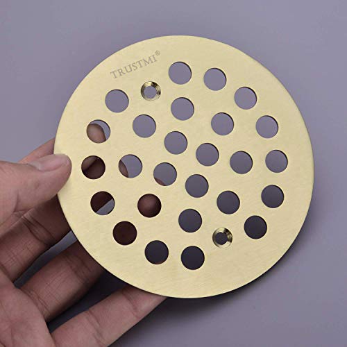 TRUSTMI 4 1/4-inch Screw-in Style Shower Drain Grate Replacement Cover with Screws,Brushed Gold - Image 3