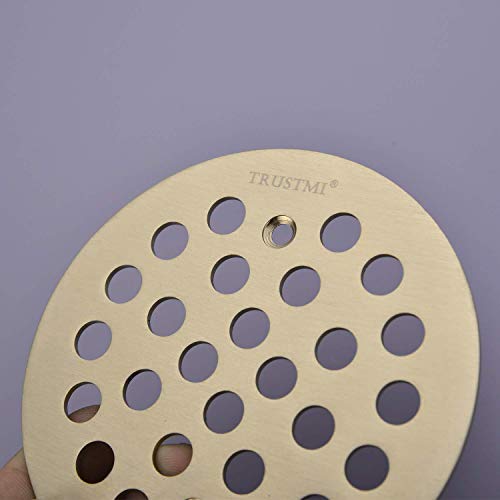 TRUSTMI 4 1/4-inch Screw-in Style Shower Drain Grate Replacement Cover with Screws,Brushed Gold - Image 4