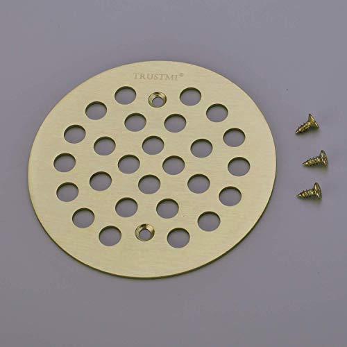 TRUSTMI 4 1/4-inch Screw-in Style Shower Drain Grate Replacement Cover with Screws,Brushed Gold - Image 2