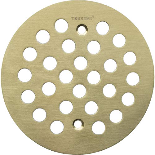 TRUSTMI 4 1/4-inch Screw-in Style Shower Drain Grate Replacement Cover with Screws,Brushed Gold - Image 1