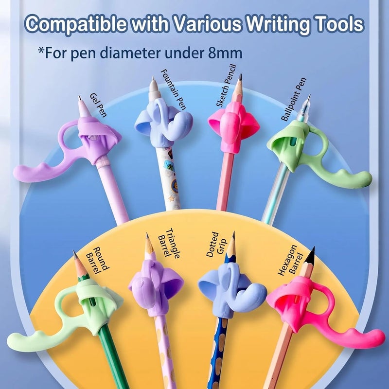 Five-Finger Pencil Grip for Kids - Ergonomic Writing Aid Tool, 4 Pack (Purple, Blue, Green, Pink) - Image 4