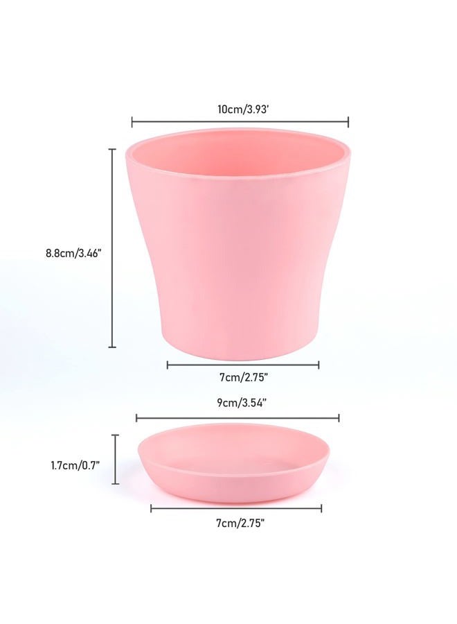 KINGLAKE 8 Pcs 4'' Plastic Plant Flower Seedlings Nursery Pot/Pots Planter Colorful Flower Plant Container Seed Starting Pots with Pallet,8 Colors - Image 2