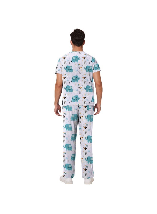 NIBEMINENT Scrub Set Men Casual Short-sleeved Pet Nurse Work Clothes Cartoon Print V-neck Dentist Work Uniform Practical Pocket - Image 2