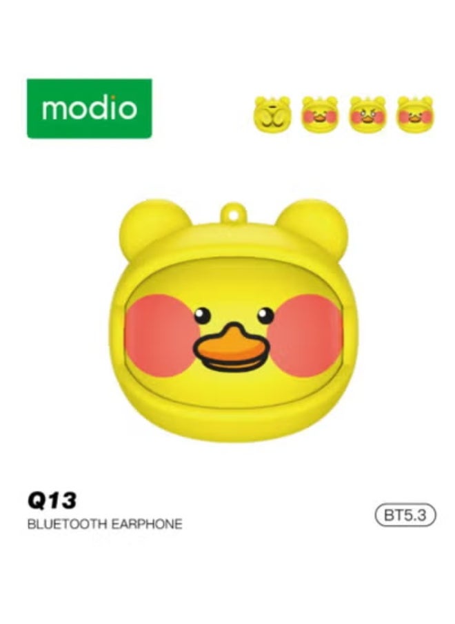 modio Q13 True Wireless Bluetooth Earbuds with Customizable Faceplates, Premium Stereo Sound, Active Noise Cancelling, Long Battery Life, Sweatproof Ergonomic Fit, Touch Controls, Built-In Microphone, and Portable Charging Case – Ideal for Work, Travel & Fitness  - Image 1