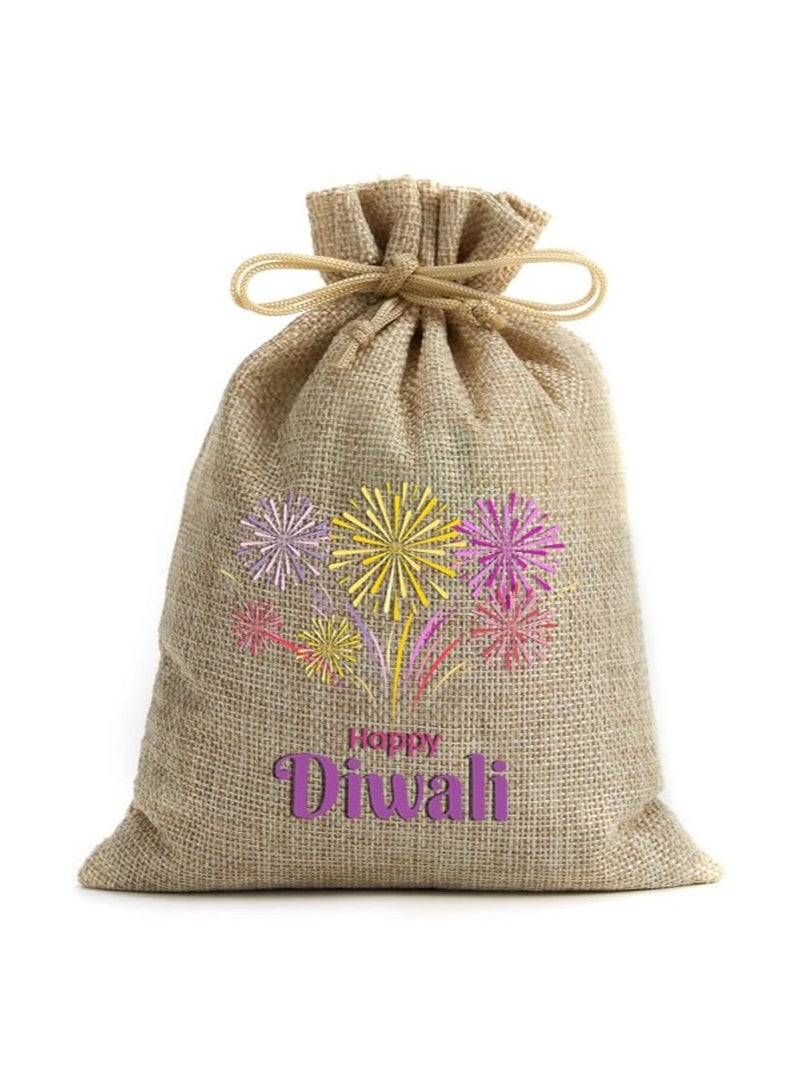 أكياس هدايا ديوالي - مجموعة مكونة من 12 كيس من الجوت - احتفل بعيد الأضواء مع هدايا صديقة للبيئة - Image 1