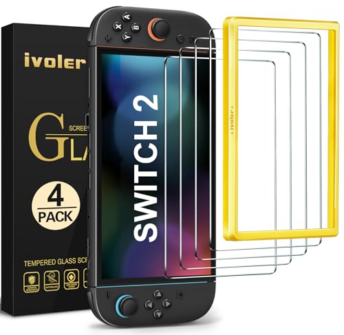 ivoler 4-Pack Tempered Glass Screen Protector Designed for Nintendo Switch 2 2025 with [Alignment Frame] Transparent HD Clear[Updated Version] Screen Protector for Switch 2 7.9'' - Image 1