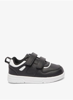 Boys Paneled Casual Sneakers with Hook and Loop Closure