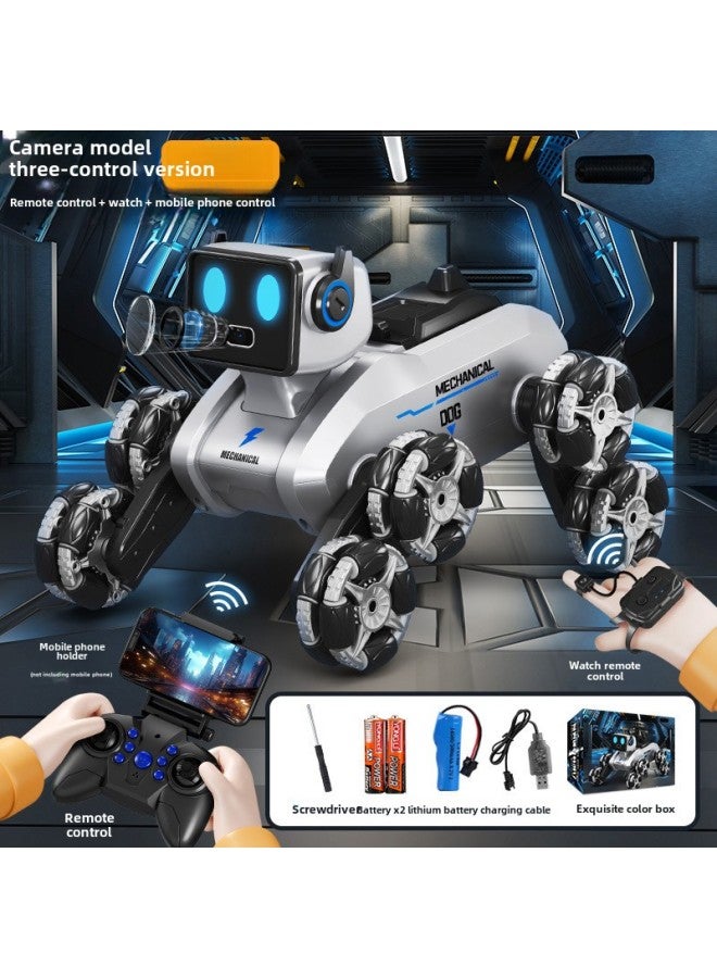 Children's Remote Control Car Electric Intelligent Robot Dog Toy Children's Car Eight Wheel Gesture Three Induction Boy Robot-Colour:8k Remote Real-time Reconnaissance Camera -Specification:2 Sets Of Lithium Batteries + Remote Control Battery + Screwdriver + Exquisite Gift Box + Warranty - Image 1