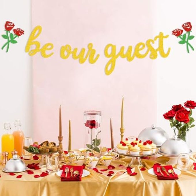 Faisichocalato Be Our Guest Banner Beauty And The Beast Party Supplies Reception Banner Bachelorete Party Engagement Party Decorations - Image 1