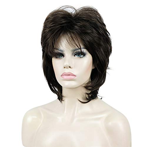 Aimole Short Layers Shaggy Full Wig Natural Wavy Wigs Synthetic Hair Women Capless Wig (6 Chestnut Brown) - Image 2