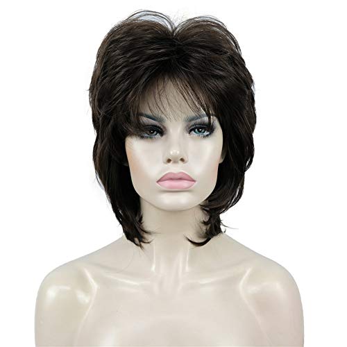 Aimole Short Layers Shaggy Full Wig Natural Wavy Wigs Synthetic Hair Women Capless Wig (6 Chestnut Brown) - Image 1
