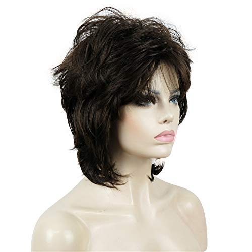 Aimole Short Layers Shaggy Full Wig Natural Wavy Wigs Synthetic Hair Women Capless Wig (6 Chestnut Brown) - Image 4