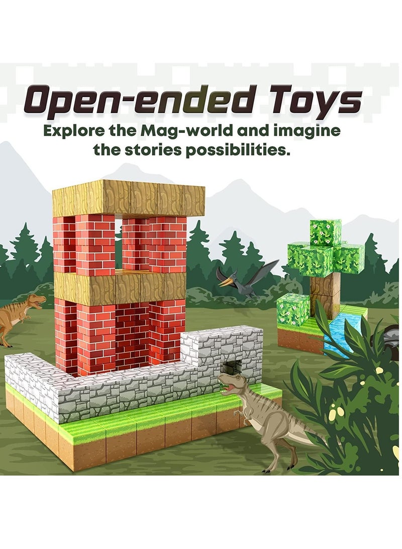 100PCS Magnetic Blocks-Build Mine Magnet World Set, Magnetic Blocks Building Toys,  Magnetic Tiles Building Blocks Toddler Toys, STEM Sensory Outdoor Toys, Magnet Toys for Boys & Girls Ages 5-7  - Image 4