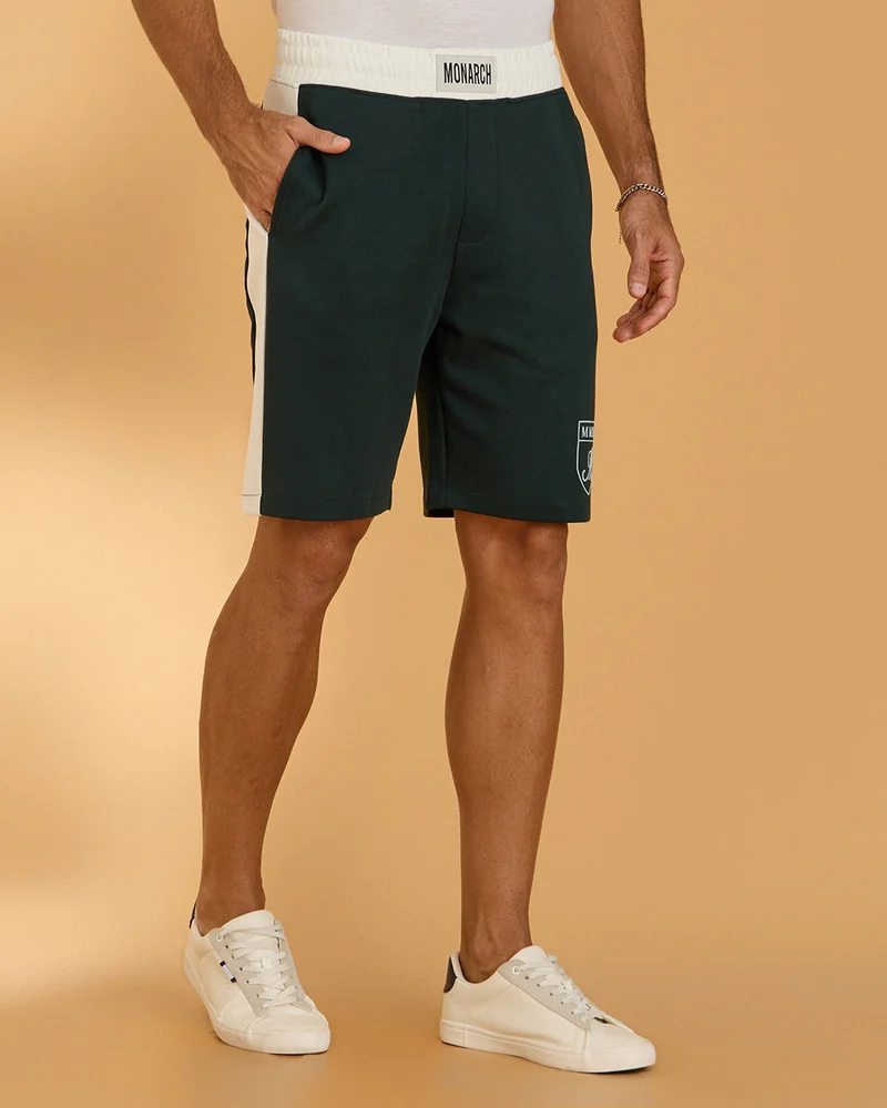 Redtag Men Green Cut & Sew Shorts