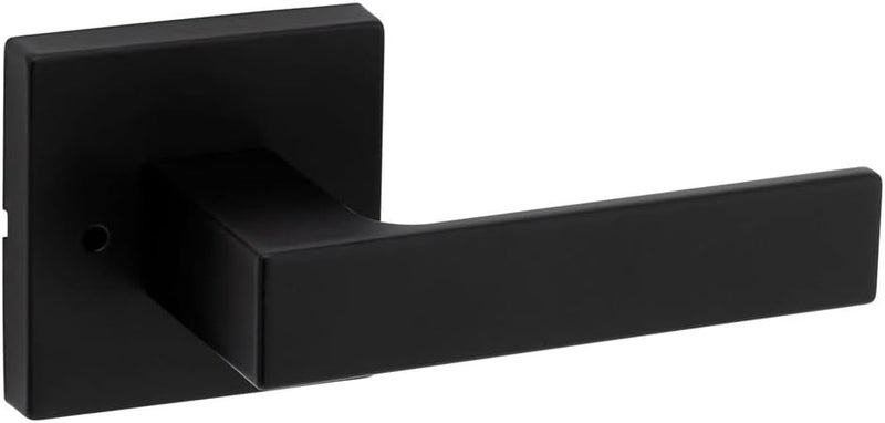 Kwikset Singapore Interior Privacy Door Handle with Lock Door Lever For Bathroom and Bedroom Matte Black Reversible Keyless Turn Lock with Microban Protection - Image 1