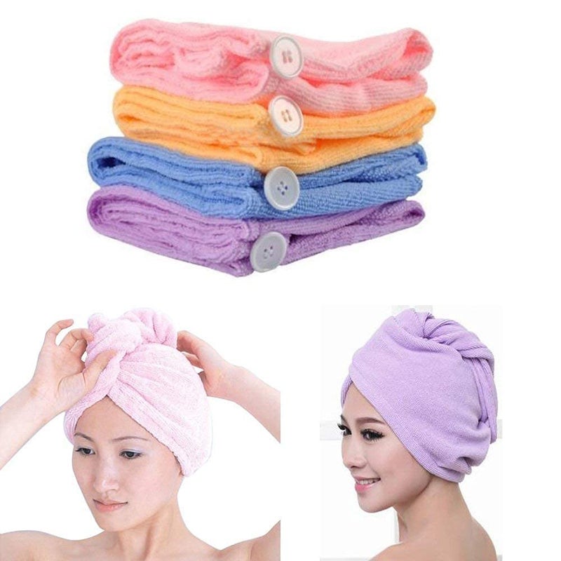 Dkriva Hair Towel Wrap for Women-Quick Drying Microfiber Towel for Hair with Elastic Loop for Tying-Super Absorbent Head Towels Wrap for Ladies Hair Turban(Multicolor) (2-PCS) - Image 4