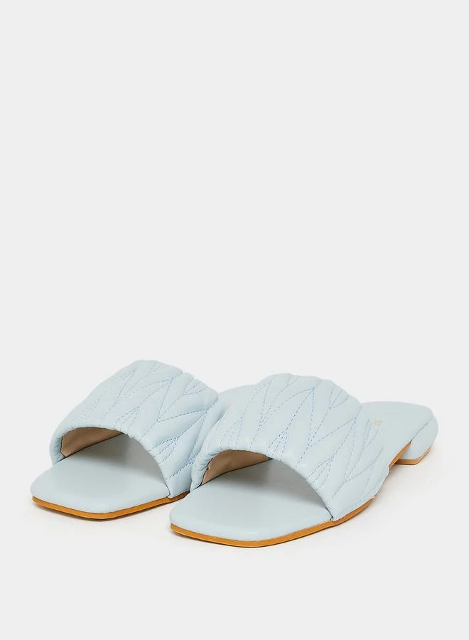 Styli Quilted Frill Strap Heel Sandals