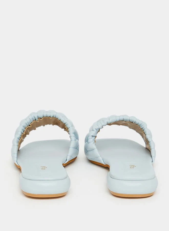 Styli Quilted Frill Strap Heel Sandals