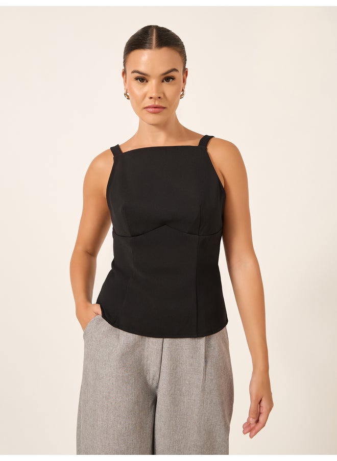Styli Styli Solid Strappy Square Neck Top  - Image 3