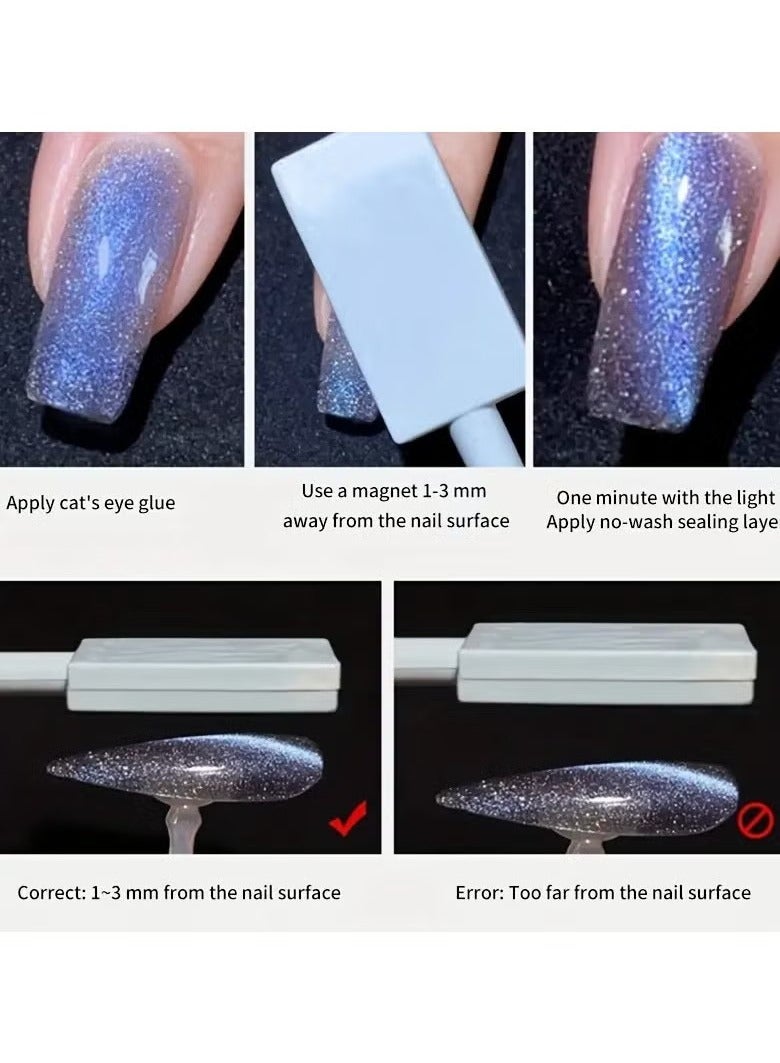 Generic 8pcs Nail Art Magnet Nail Polish Cat Eye Glue Magnet Cylindrical Magnet Rod Strong Magnet Pattern Push Magnet  - Image 2
