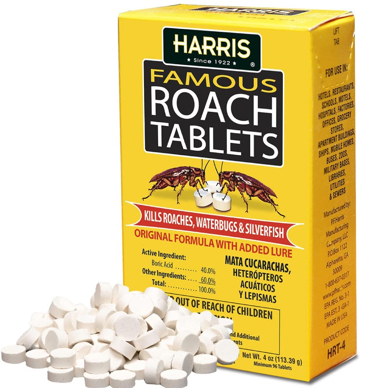 Harris Roach Tablets, Boric Acid Roach Killer with Lure for Insects (4oz, 96 Tablets) - Image 1