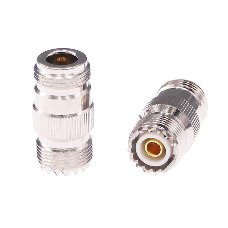 RFaha 2pcs N Female to UHF Female SO239 SO239 RF Coax Adapter N to UHF Coaxial Connector AdapterF352