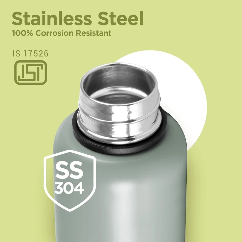 Milton Milton Aura 500 Thermosteel Bottle, 520 ml, Grey | 24 Hours Hot and Cold | Easy to Carry | Rust Proof | Leak Proof | Tea | Coffee | Office| Gym | Home | Kitchen | Hiking | Trekking | Travel Bottle Grey