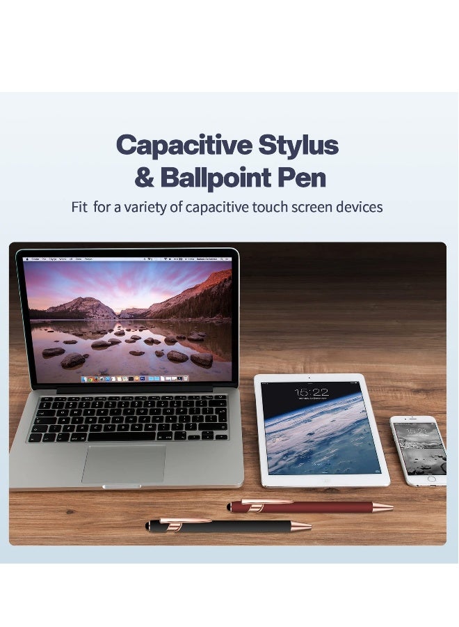 Generic Ballpoint Pen with Stylus Tip, 8 Pieces Black Ink Metal Pen Stylus for Touch Screens for Office School Stationery Supplies Tablets and More (Red, Green, Navy, Black)  - Image 4