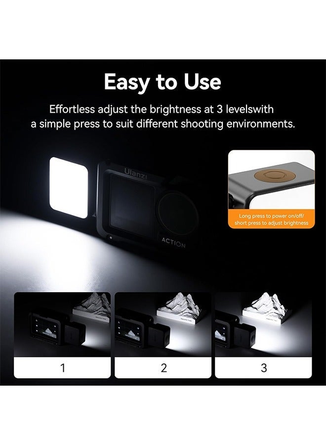 ULANZI LM18 Vlogging Light Mini LED Camera Video Light for DJI Osmo Action 3/4 Camera Cage Accessories and Ulanzi PK-06 Pocket 3 Expansion Adapter - Image 5