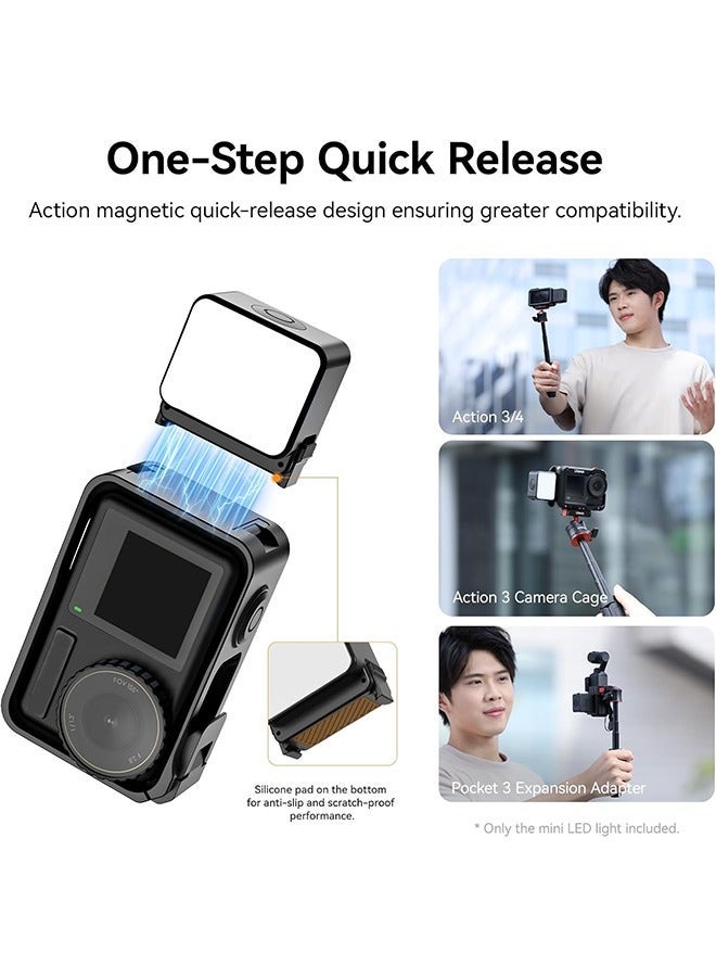 ULANZI LM18 Vlogging Light Mini LED Camera Video Light for DJI Osmo Action 3/4 Camera Cage Accessories and Ulanzi PK-06 Pocket 3 Expansion Adapter - Image 2