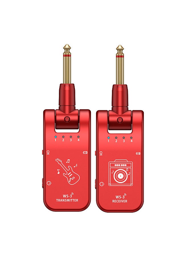 UHF 4 Channels Wireless Guitar System Transmitter and Receiver 800MHz-900MHz Plug and Play 282-degree Rotation 6.35mm Audio Interface Electric Music Instrument System  - Image 5