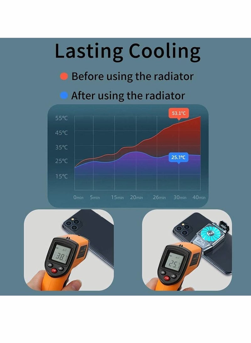 Cell Phone Cooler, Mobile Phone Radiator for Playing Games Watching Videos with LED Light, Cooler Controller Compatible for Universal iPhone/Android Smartphone - Image 5