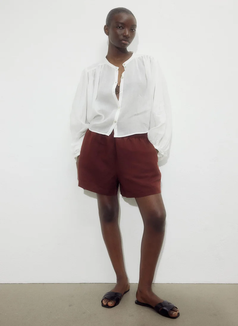 H&M Linen-Blend Pull-On Shorts
