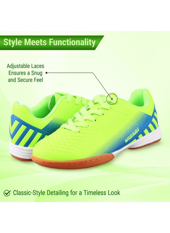 Vizari Kids Santos JR ID Indoor Soccer Shoes for Girls and Boys Green/Blue 11 Little Kid, 26 EU - Image 4