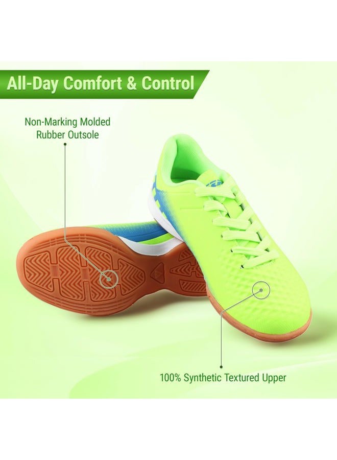 Vizari Kids Santos JR ID Indoor Soccer Shoes for Girls and Boys Green/Blue 11 Little Kid, 26 EU - Image 3