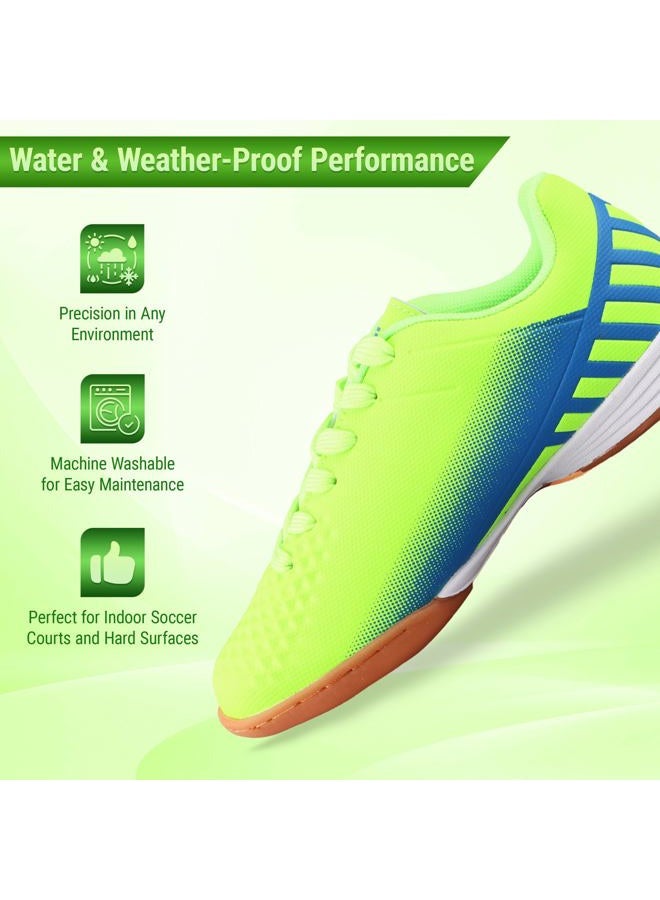 Vizari Kids Santos JR ID Indoor Soccer Shoes for Girls and Boys Green/Blue 11 Little Kid, 26 EU - Image 2