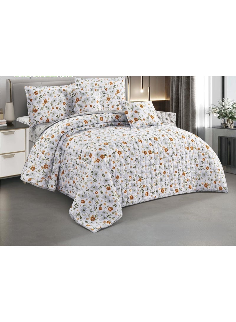 سمارت هوم مفرش سرير مضغوط نفرين مشجر صيفي لمنحك الراحة والاناقة من المايكروفايبر، 6 قطع مقاس اللحاف 25x230 سم - Image 1