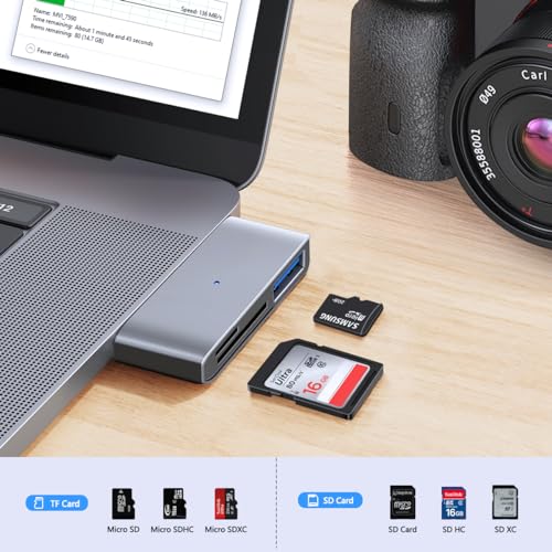 Kinsound 3 in 1 USB C to SD/TF Card Reader with Type-C, SD, TF & USB Ports, Portable Micro SD Card to Type C Adapter Compatible for iPhone 16, USB-C Tablet, MacBook Pro/Air & All Android Phone - Image 3