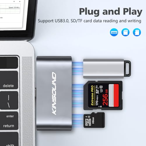 Kinsound 3 in 1 USB C to SD/TF Card Reader with Type-C, SD, TF & USB Ports, Portable Micro SD Card to Type C Adapter Compatible for iPhone 16, USB-C Tablet, MacBook Pro/Air & All Android Phone - Image 2